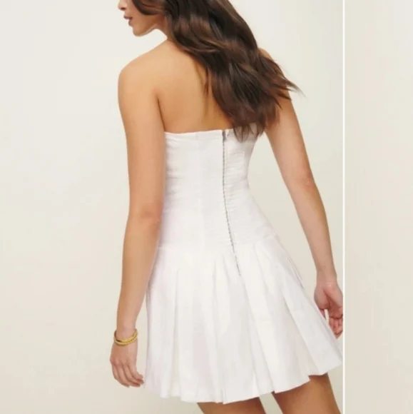 Reformation Isabeli Linen White Mini Dress Size 8 New With Tags Dresses
